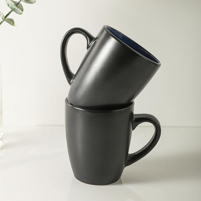 Stone Lain Albie Stoneware 32-Piece Modern Dinnerware Set, Kitchen Plates and Bowls Sets, Dish Set for 8, Blue and Black