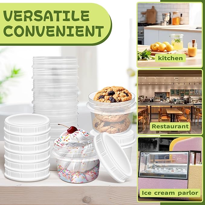 10 Pack 8oz Reusable Small Plastic Containers with Screw Lids, Small Food Storage Freezer Containers, Deli Containers Stackable Food Storage Jars, Sauce Condiment Jars Lunch Box Accessories