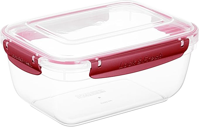 Superio Plastic Food Storage Container with Airtight Lid- 80 Oz, BPA Free, Leakproof, Stackable, Microwave, Dishwasher and Freezer Safe, Red