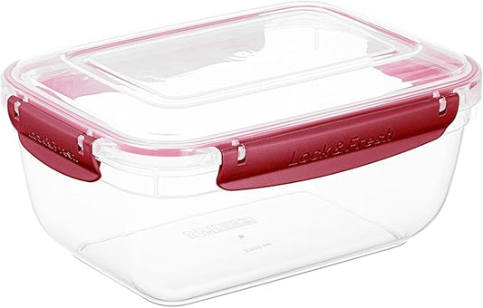 Superio Plastic Food Storage Container with Airtight Lid- 80 Oz, BPA Free, Leakproof, Stackable, Microwave, Dishwasher and Freezer Safe, Red