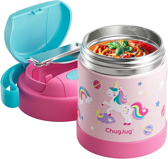 10 oz Soup Thermo for Hot Food Kids Insulated Food Jar with Spoon, Lunch Thermo Container, Width Mouth Vacuum Stainless Steel Food Thermo for School Travel, Leakproof, Easy to Open(Pink)