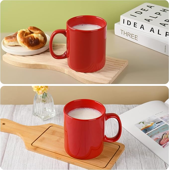29oz Extra Large Ceramic Coffee Mug with Handle for Office and Home (Red)