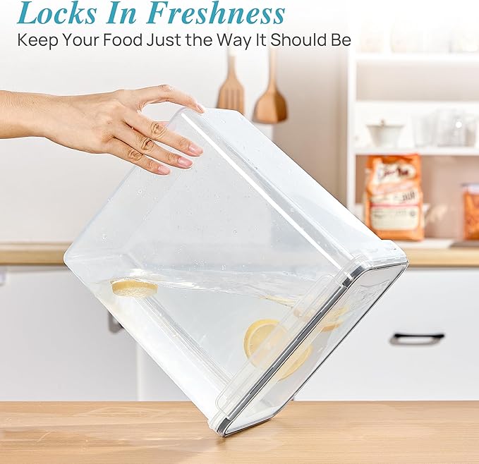 Vtopmart 5 Pack Large Flour and Sugar Storage Containers Set, Airtight Kitchen Pantry Organizers and Storage with Lids for Bulk food, Baking Supplies, BPA Free, Black