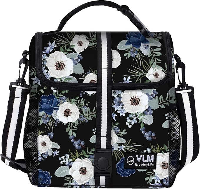 VLM Lunch Box for Women, Insulated Lunch Bag Women with Adjustable Shoulder Strap, Cute Lunch Tote Bag for Work,Picnic,Camping