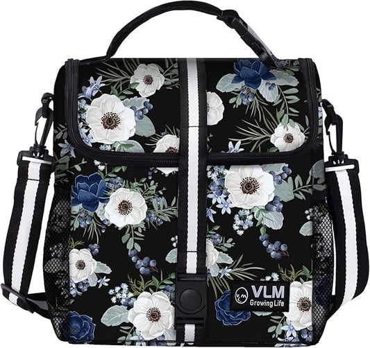 VLM Lunch Box for Women, Insulated Lunch Bag Women with Adjustable Shoulder Strap, Cute Lunch Tote Bag for Work,Picnic,Camping
