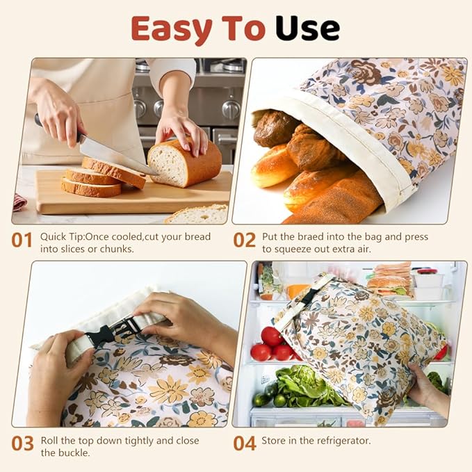 Bread Bags for Homemade bread,2 Pack Sourdough Bread Bags,Beeswax Bread Bags for Bourdough,Reusable Bread Storage