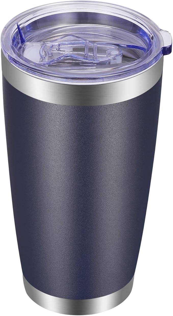 VEGOND 20oz Tumbler with Lid and Straw Stainless Steel Tumbler Cup Vacuum Insulated Double Wall Travel Coffee Mug Powder Coated Coffee Cup(Navy Blue 1 Pack)