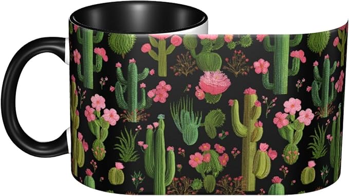 Yrebyou Cactus Coffee Mug Funny Tea Cup Ceramic Mugs 11OZ with Handle Gifts for Women Men Home Office Decor