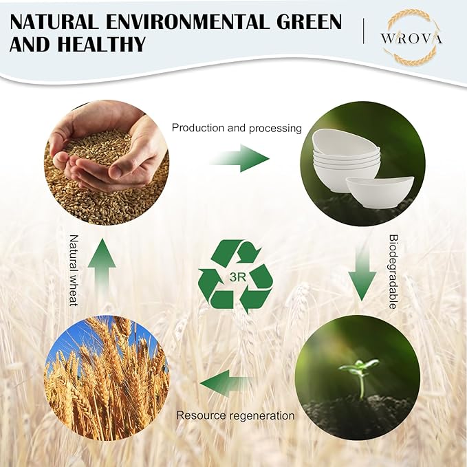 Wrova 65oz Large Salad Bowls Ivory - Wheat Straw Salad bowls Set of 4 - Unbreakable Salad Bowls Dishware & Microwave Safe - BPA Free Bowls for kitchen,camping