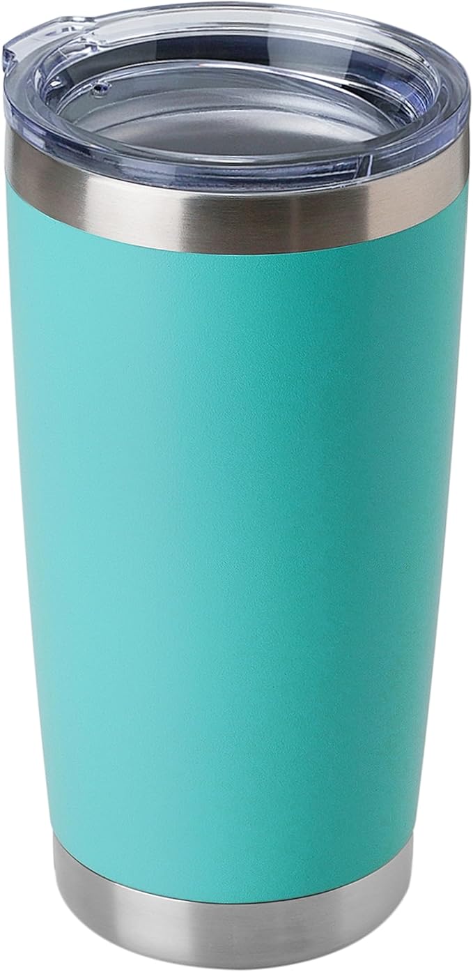 DOMICARE 20oz Stainless Steel Tumbler Bulk with Lid, Double Wall Vacuum Insulated Travel Mug, Powder Coated Coffee Cup, Light Blue, 1 Pack