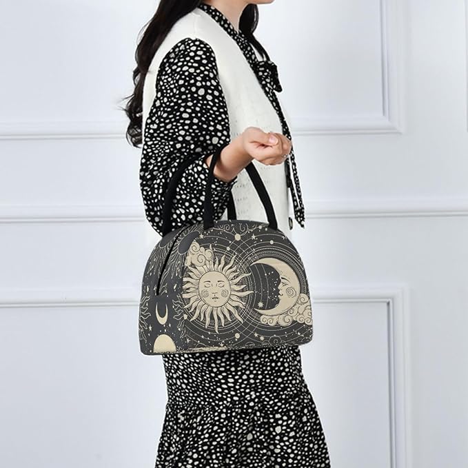 Tarot Boho Moon Lunch Bag for Women Men Reusable Insulated Lunch Tote Bag for Office Work School Picnic Hiking