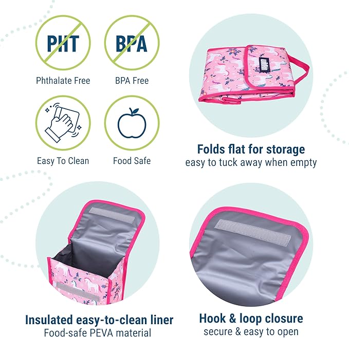 Wildkin Kids Insulated Lunch Bag – Reusable, Ideal for Hot/Cold Snacks, School & Travel - Magical Unicorns