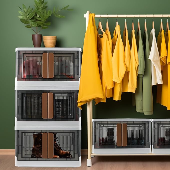 Storage Bin, Cabinet with Lids, 8.4 Gallon Capacity, With Double Door and Lock, Foldable, Plastic, Underbed or Countertop Use, Home Organizer