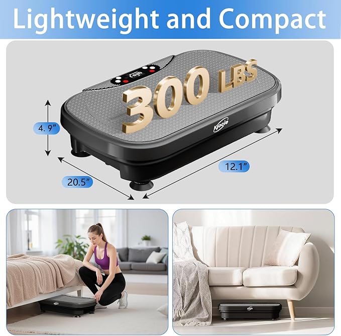 Vibration Plate Exercise Machine, Full Body Shaker Workout Vibration Plate for Lymphatic Drainage Weight Loss, Waver Vibrating Fitness Platform with Resistance Bands, Low Noise Home Fitness for Adults