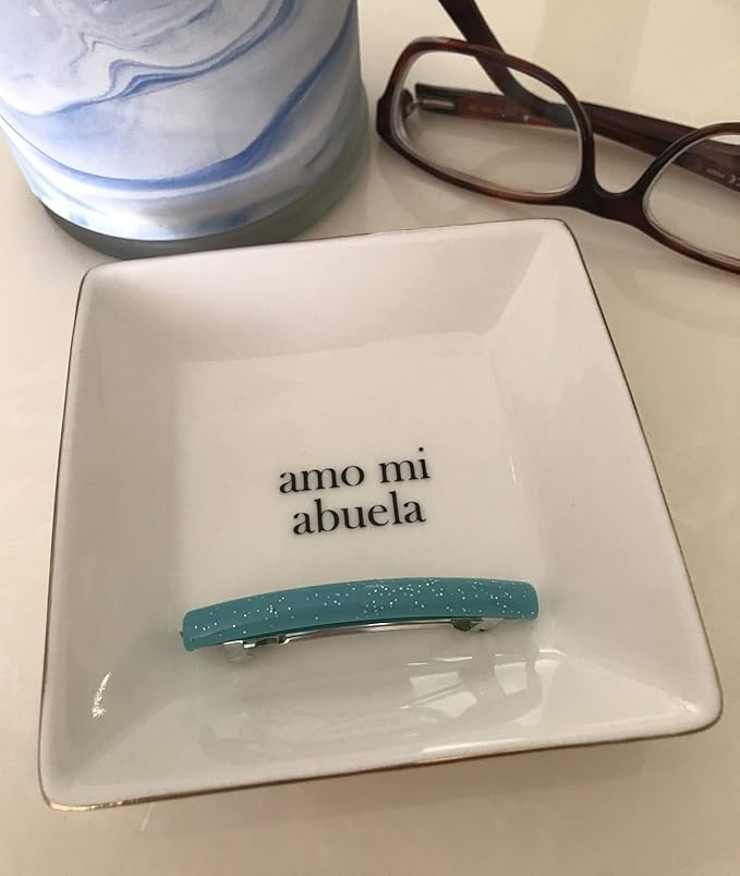 Simply Charmed Amo Mi Abuela – Fun Spanish Christmas Gift for Grandmother - Ceramic Jewelry Dish or Ring Holder – Elegant Trinket Tray