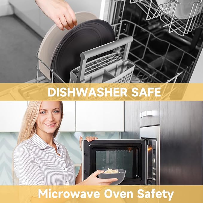 Rubtlamp Wheat Straw Dinnerware Sets, 16PCS Plastic Dinnerware Set for 4, Wheat Straw Plates and Bowls Sets, Unbreakable Dinnerware Plastic Microwave Safe Dishes Set for Kitchen&Camping