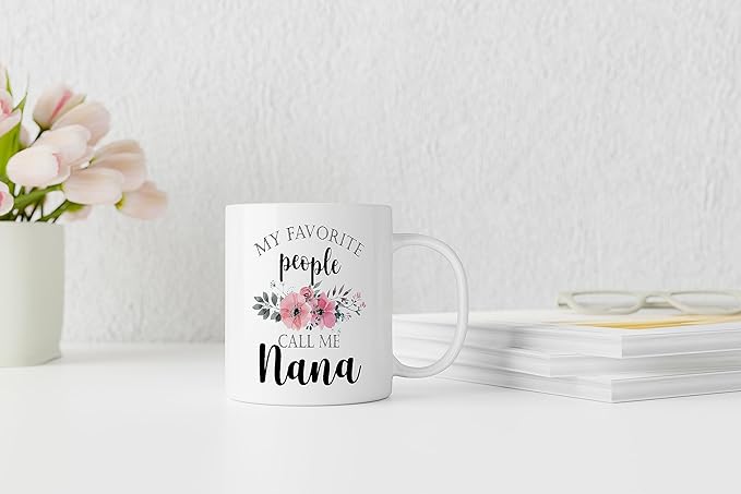 QASHWEY Nana Coffee Mug, Nana Gifts, Grandma Coffee Mugs, Grandma Gifts, Nanas Mugs CoffeeTea CupGifts for GrandmaNana, My Favorite People Call Me NanaCoffee Cups Ceramic 11oz