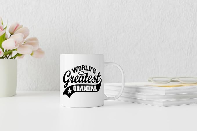 QASHWEY Grandpa Mug, Grandpas Birthday Gifts Coffee Mug, Gifts for Grandpas, BestGrandpa Gifts, GrandpaGifts from Grandchildren Coffee Cups Ceramic 11oz, World's Greatest Grandpa Tea Cup