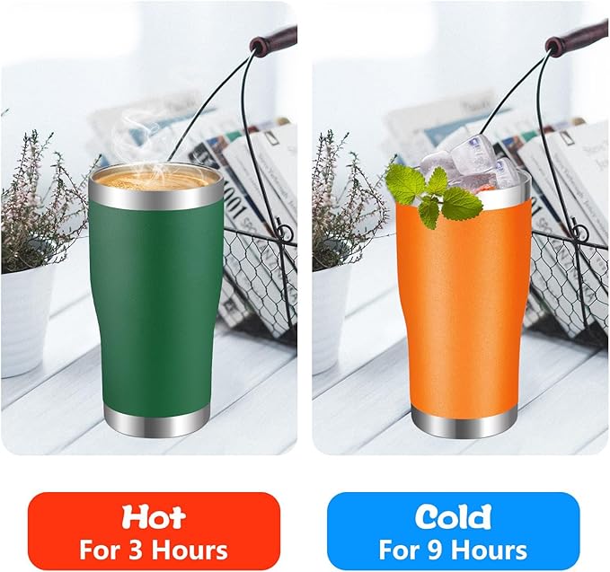 VEGOND 20oz Tumbler Stainless Steel Tumbler Cup with Lid And Straw Vacuum Insulated Double Wall Travel Coffee Mug(orange package 1)