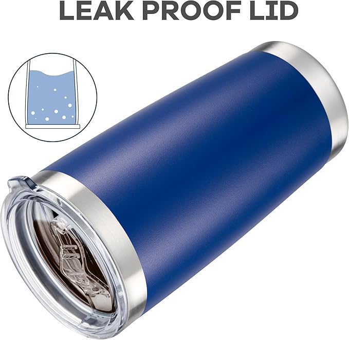 20 oz Tumbler with Lid Stainless Steel Double Wall Vacuum Insulated Tumblers Powder Coated Cups Travel Mug Keep Drinks Cold and Hot, Blue