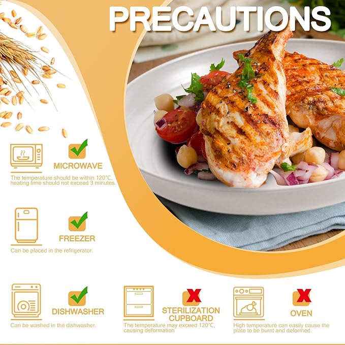 OAMCEG Wheat Straw Plates 12 Pack 9 Inch Unbreakable Plastic Plates Reusable, Dishwasher & Microwave Safe Wheat Straw Dinnerware Sets Kid-Friendly for Kitchen Outdoor Camping Salad, Beige