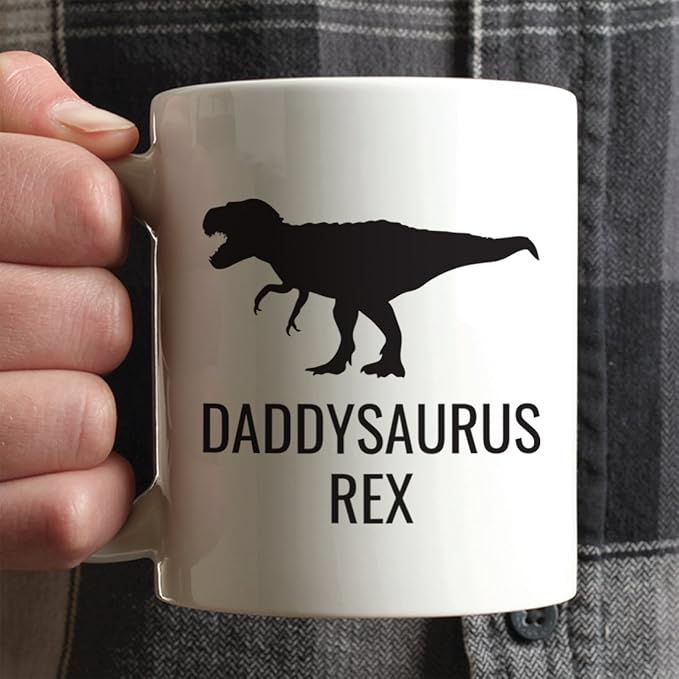 Andaz Press 11oz. Father's Day Coffee Mug Gift, Daddysaurus Rex Dinosaur Graphic, 1-Pack