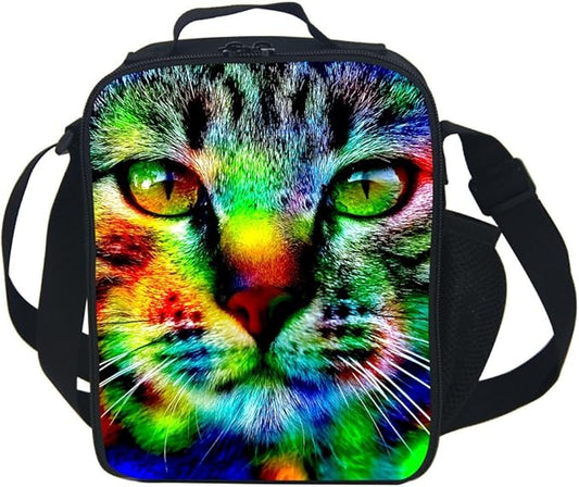 CAIWEI Animal Dinosaur Cat Shark Husky and Dolphin Insulated Lunch Box Cooler Bag (Cat 1)