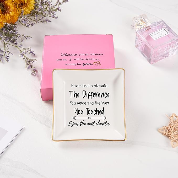 Retirement Gifts for Women Coworker Leaving Gifts Going Away Gift Retirement Gift Jewelry Dish for Friends Retired Teachers Nurses Doctor Boss Goodbye Farewell Gifts for Coworkers New Job