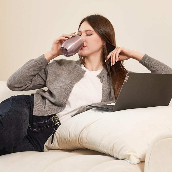 MEWAY 12oz/12 Pack Wine Tumbler Glasses with Lid - Stemless Double Wall Vacuum Stainless Steel Glitter Tumbler - Keeping Cold & Hot Cup for Coffee,Gift for Women(Rainbow Rose Gold,Set of 12)