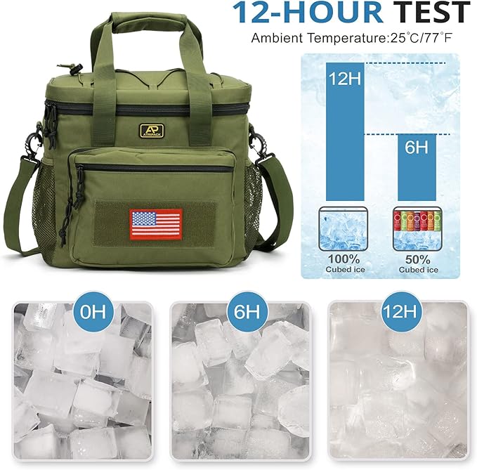 ATRIPACK Lunch Box for Men, Tactical Lunch Bag MOLLE Webbing Leakproof Insulated Large Lunch Cooler Women Adult Meal with Adjustable Shoulder Strap Durable Lunch Pail (Green)