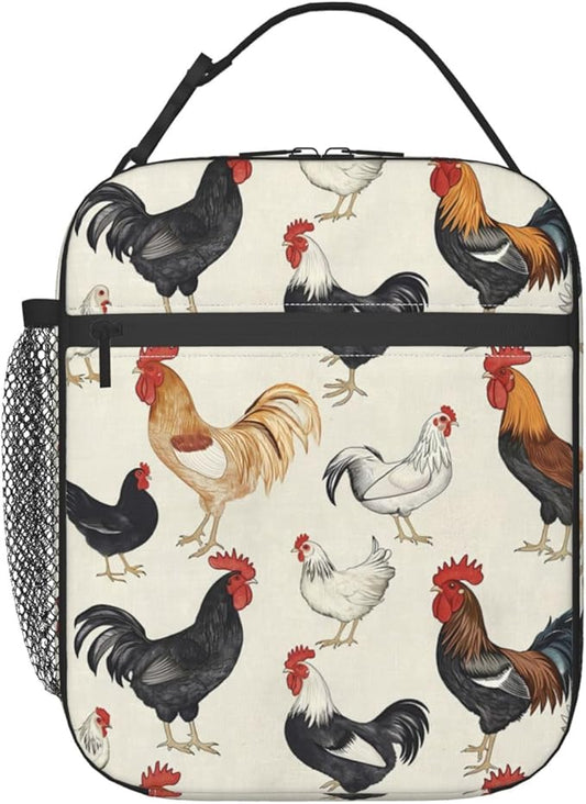 Chicken Lunch Box for Adults Women Girls Boys Kids Cute Animal Lunch Box Insulated Cooler Reusable Lunch Bag Container Gifts for Work Office Picnic Travel School