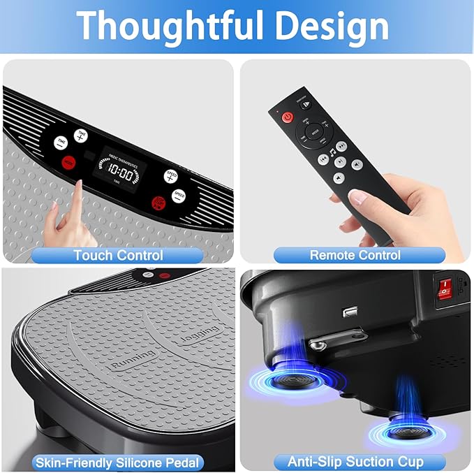 Vibration Plate Exercise Machine, Full Body Shaker Workout Vibration Plate for Lymphatic Drainage Weight Loss, Waver Vibrating Fitness Platform with Resistance Bands, Low Noise Home Fitness for Adults