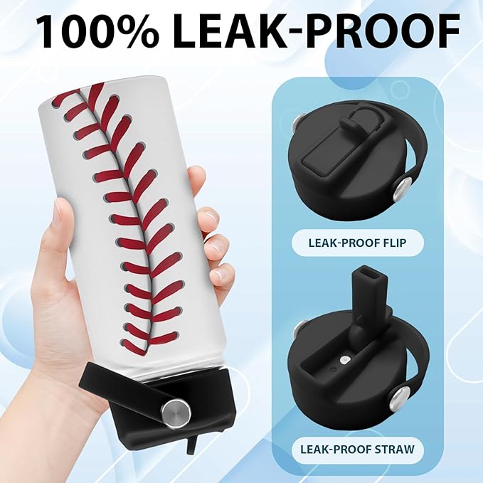 Baseball Gifts for Baseball Lovers Players Fan, 16 oz Water Bottle with Straw Lid, Sport Travel Stainless Steel Insulated Tumbler, Birthday Christmas Gifts