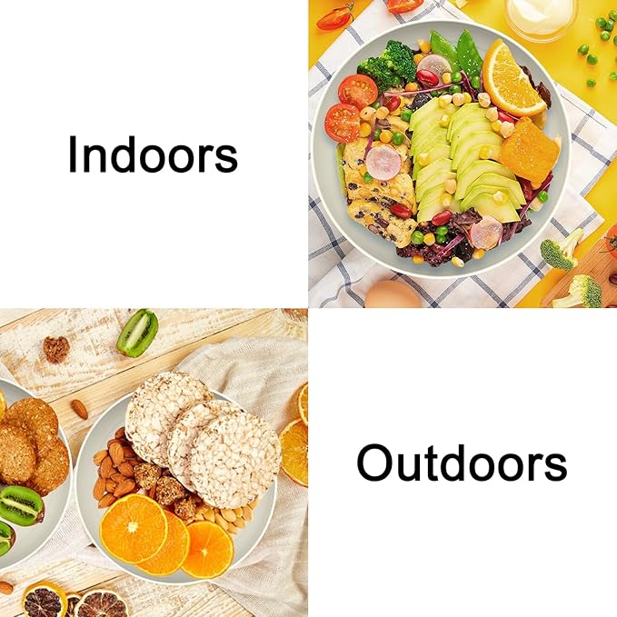 Wrova Large Wheat Straw Dinner Plates - 11 Inch Set of 8 - Unbreakable, Dishwasher & Microwave Safe - Deep Edge for Kitchen & Camping (Beige)