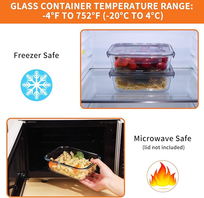 5-Pack Glass Storage Containers,Glass Food Container with Lid,Lunch Box,Bento Box,Storage Box,Meal Prep Containers,Lunch Containers, Fruit Preservation Boxes-Light Gray