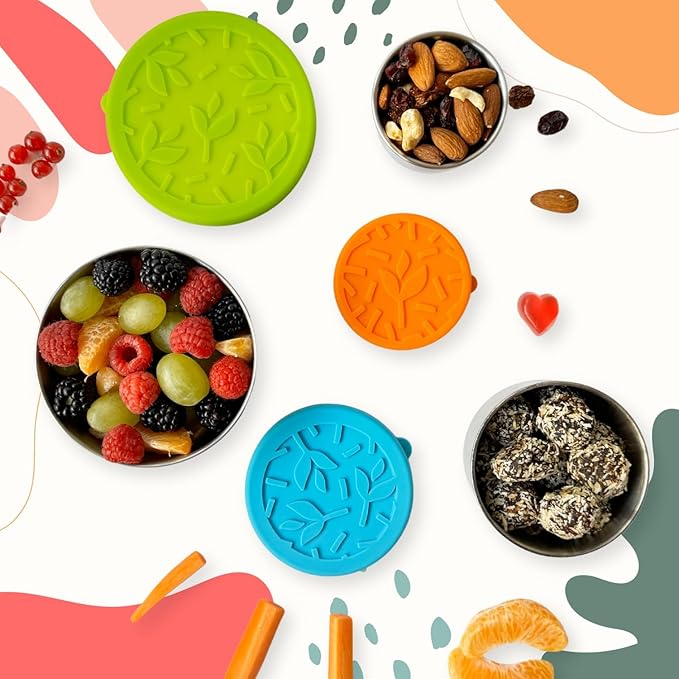 TAVVA 4 X 7 oz Stainless Steel Snack Containers with Lids - Leakproof w/Silicone Lids - BPA Free - Dishwasher & Freezer Safe - Portable & Reusable - Stainless Steel Storage Food Snack Containers