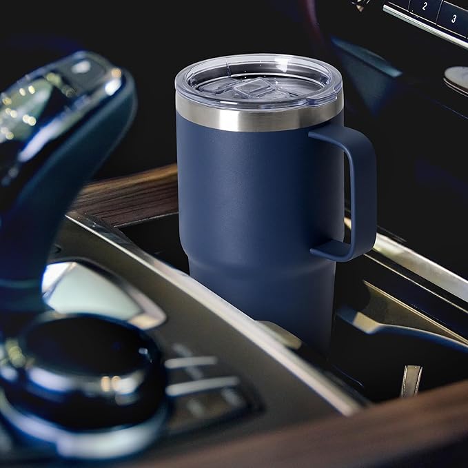 20oz Tumbler with Lid, Stainless Steel Tumbler with Handle, Metal Insulated Travel Coffee Mug with Handle, Double Wall Vacuum Spill Proof Tumbler Cup, Navy 1 Pack
