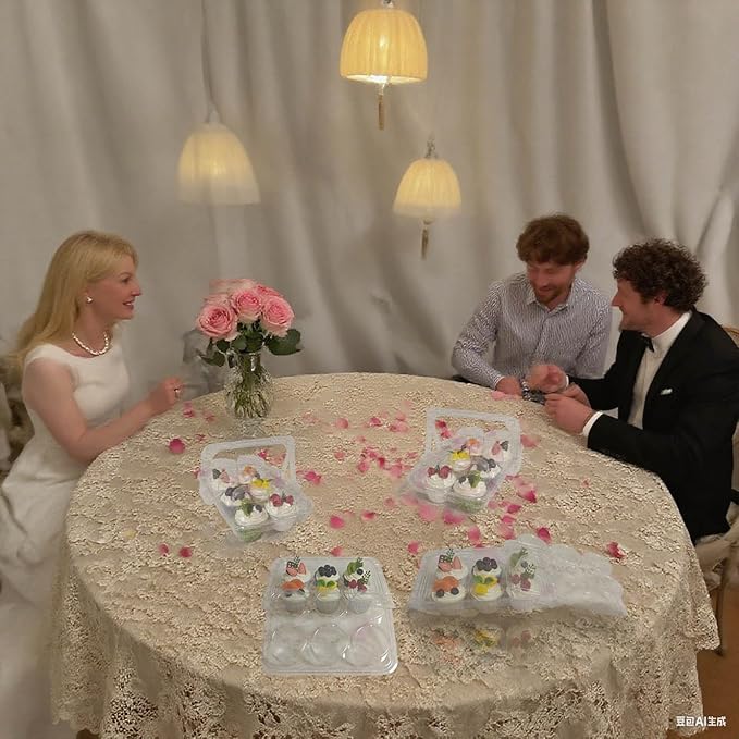 50 Pack of 6-Chamber Handheld Transparent Muffin Container, Disposable Plastic Cupcake Container With Lid, Cake Rack