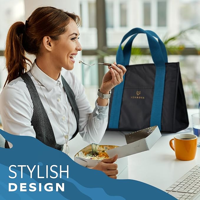 VonNova Women’s Insulated Lunch Bag – Cute Large 7L Lunch Tote for Office – Durable Small Lunch Box for Women with Premium Cooler Insulation – Stylish Lunchbox for Adults, Nurses & Teachers