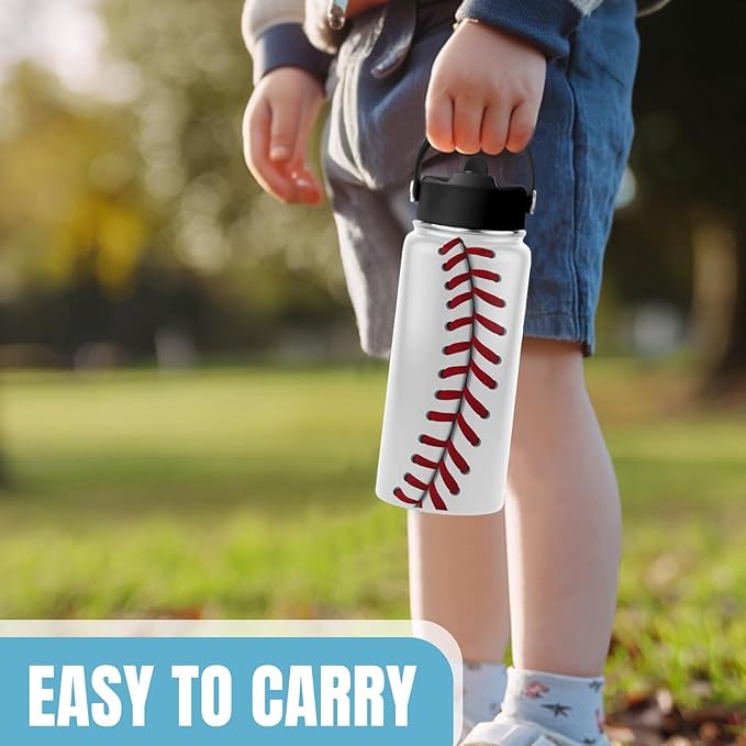 Baseball Gifts for Baseball Lovers Players Fan, 16 oz Water Bottle with Straw Lid, Sport Travel Stainless Steel Insulated Tumbler, Birthday Christmas Gifts