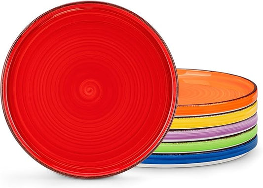 vancasso Bonita 10.5 Inch Dinner Plates, Ceramic Dinner Plate Set, Dinner Plates Set of 6, Large Dinnerware Plates for Kitchen, Microwave, Oven and Dishwasher Safe, Multicolor