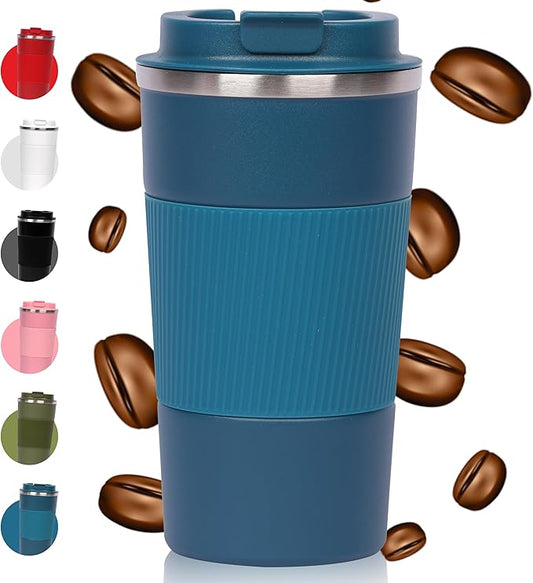 Coffee cups, mugs 17 oz - Insulated Coffee Travel Mug Spill Proof with Leak Proof Lid Vacuum Stainless Steel Insulated Mug Coffee Carry-On, Reusable Coffee Mug (biue)
