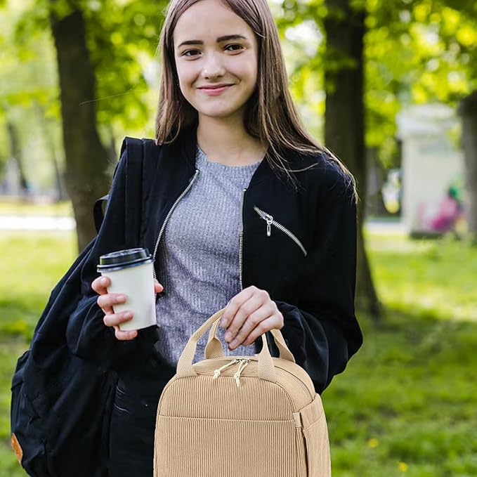Bluboon Lunch Bag for Women Men Cute Corduroy Lunch Tote Bags Reusable Insulated Lunch Box Large Capacity Reusable Insulated Cooler for Work Picnic or Travel