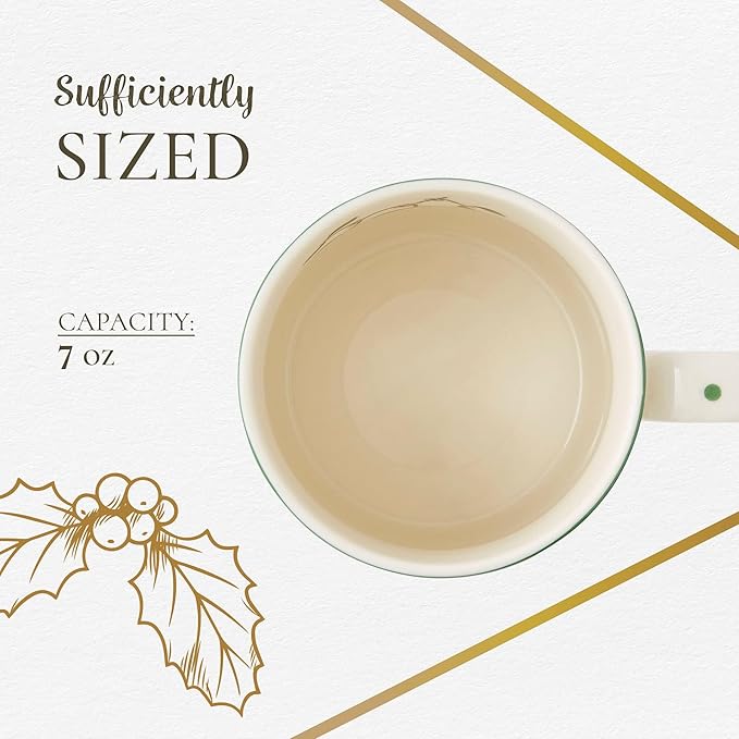 Spode Christmas Tree Mugs Set of 4 – Iconic Tree Pattern, Holiday Beverage Mugs with 9 oz Capacity – Dishwasher Safe, Festive Hot-Drink Cups in Durable Stoneware for Cocoa, Tea & Coffee