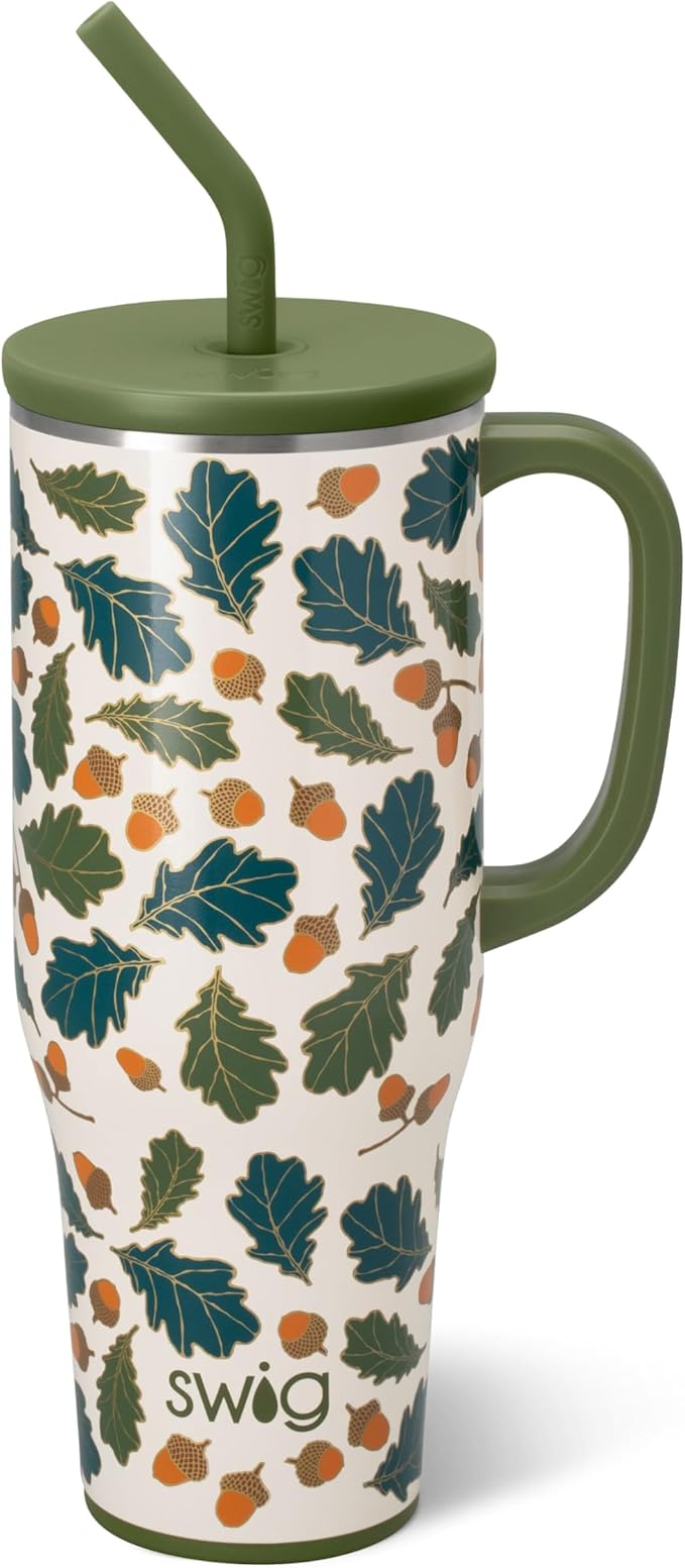 Swig Life 40oz Mega Mug, 40oz Tumbler with Handle and Straw, Extra Large Insulated Tumblers, Cup Holder Friendly Travel Mug (Autumn Breeze)