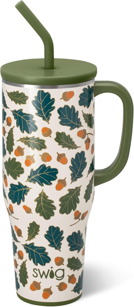 Swig Life 40oz Mega Mug, 40oz Tumbler with Handle and Straw, Extra Large Insulated Tumblers, Cup Holder Friendly Travel Mug (Autumn Breeze)