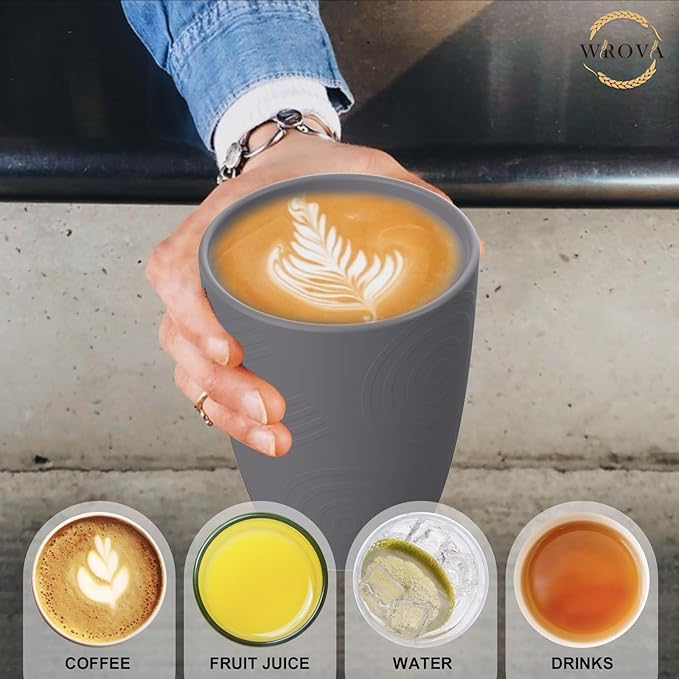 Wrova Wheat Straw Cups 8 PCS Good Alternative to Plastic Cups 12 oz Unbreakable Drinking Cup Reusable Dishwasher Safe Water Plastic Glasses Kids Tumbler with 4 Colors