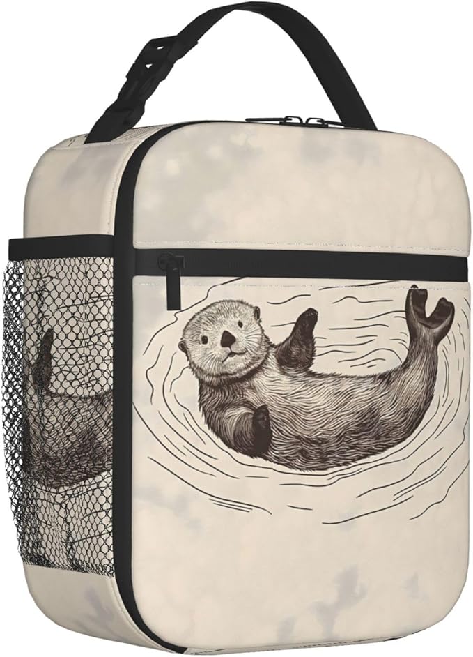Cheerful Otter Lunch Box for Women Men, Insulated Lunch Box, Reusable Lunch Bag for Office, Work, Picnic, Travel