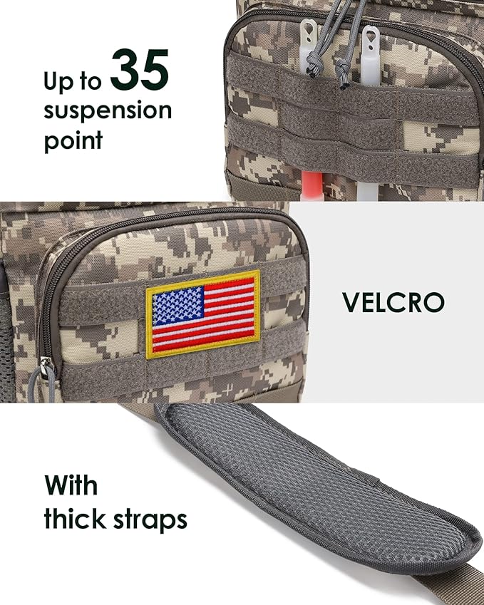 TACTICISM Tactical Lunch Box for Men, 12L MOLLE Lunch Bag Adult, Up to 8 Hours Insulated lunchbox, Large Durable Leakproof Cooler with Detachable Water Bottle Pouch, for Work Camping, ACU Camo