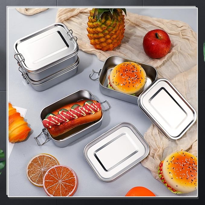 Umigy 12 Pcs Stainless Steel Bento Box 550ml Metal Lunch Box Food Storage Containers Metal Container, Lockable Clips to Leak Proof, Reusable Dishwasher Safe Lunch Snack Boxes for Work, School